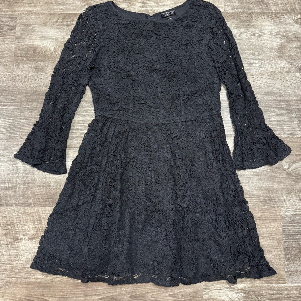 Topshop Black Long Sleeve Mini Dress Size 6